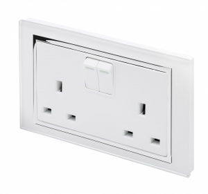 Crystal CT 13A DP Double Plug Socket with Switch White